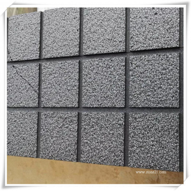 Bush hammered andesite stone tiles
